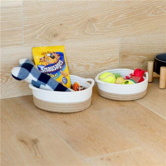 5-Piece Round Small Woven Baskets Set– Cotton Rope Baskets for Organizing - Picture 5 of 7